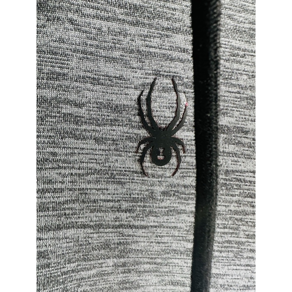 BEST SPYDER MEN MED HEATHER GRAY PULLOVER HOODIE SWEATSHIRT 1/4 ZIP BLACK PANELS - Picture 5 of 5